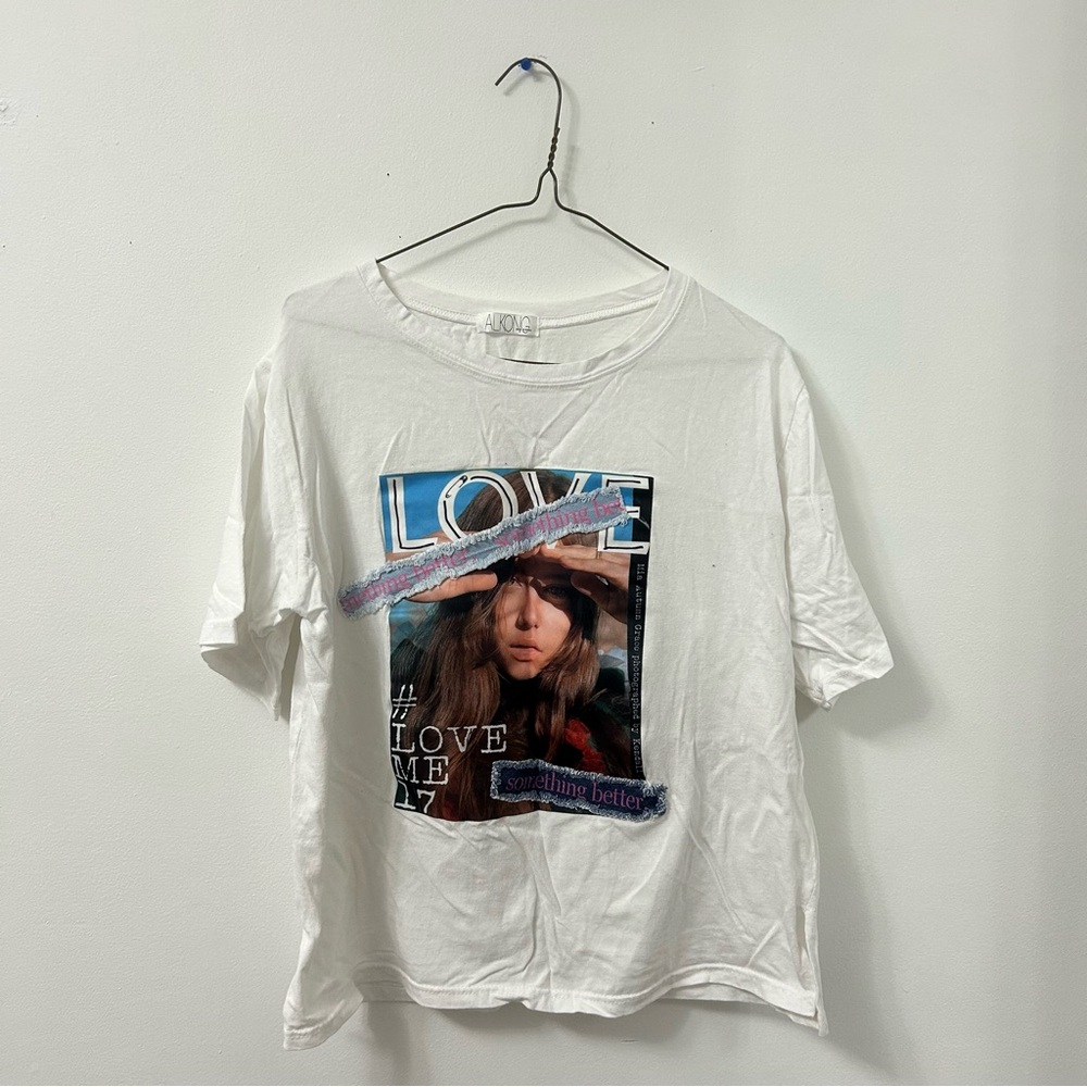 Graphic White T-Shirt with Love Print